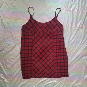 Red Plaid Wild Fable Spaghetti Strap Mini Dress Size XXL Like New Grunge Autumn